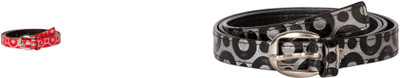 

ESHTYLE Girls Casual, Party Red, Black, Silver Artificial Leather Belt, Black;red