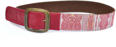 

Atikat Fashion Women Casual Maroon, White Fabric Belt, Maroon and white