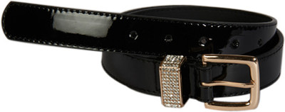 

Young & Forever Women Casual, Evening/Party, Formal, Semi-formal Black Artificial Leather Belt, Black leather belt with rhinestone embellished buckle