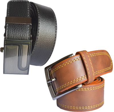 

Loopa Men Formal Multicolor Artificial Leather Belt, Black and brown