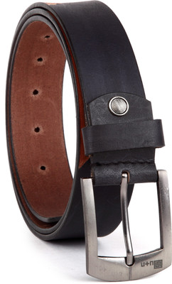 

U+N Men Casual Black Genuine Leather Belt