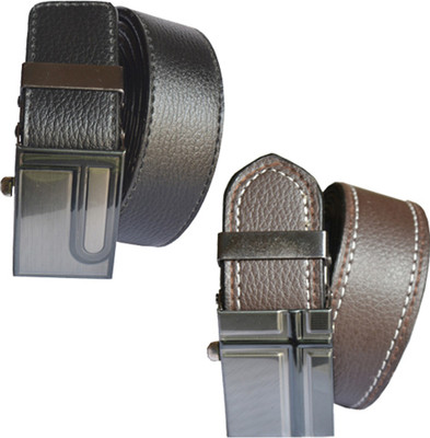 

Loopa Men Formal Multicolor Artificial Leather Belt, Black and brown