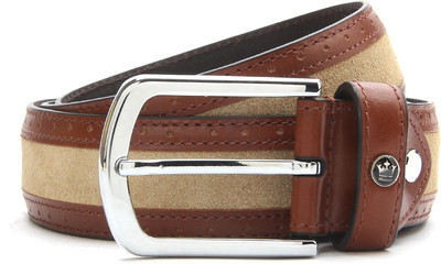 

Louis Philippe Men Beige, Brown Genuine Leather Belt, Tan and beige