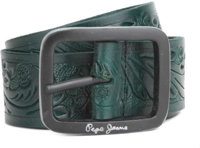 

Pepe Jeans Men Black Genuine Leather Belt, Green