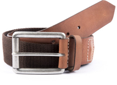 

Leather Hub Men Casual Brown Genuine Leather, Canvas Belt