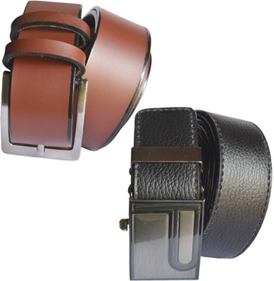 

Loopa Men Formal Multicolor Artificial Leather Belt, Black and brown