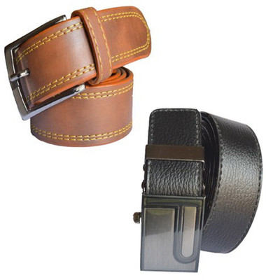 

Loopa Men Formal Multicolor Artificial Leather Belt, Black and brown