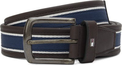 

Tommy Hilfiger Men Casual Multicolor Genuine Leather Belt, Brown +white+navy