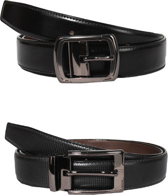 

Lenin Men Formal Black Genuine Leather Reversible Belt