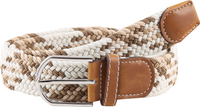 

Alvaro Men Casual White, Beige Fabric Belt, Beige;white