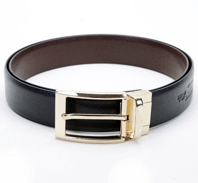 

Lino Perros Men Formal Brown, Black Genuine Leather Reversible Belt, Black and brown