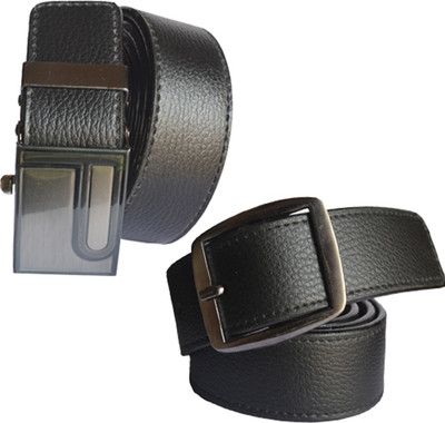 

Loopa Men Formal Multicolor Artificial Leather Belt, Black and brown