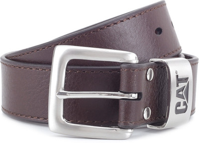 

CAT Men Brown Metal, Genuine Leather Belt, Dark brown