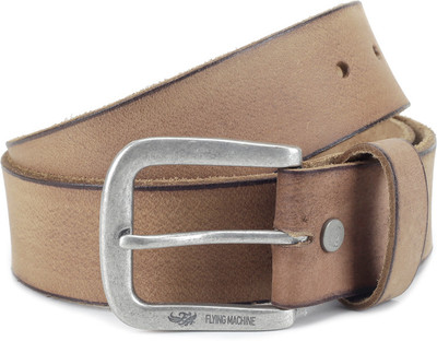 

Flying Machine Men Tan Genuine Leather, Metal Belt, Tan and brown