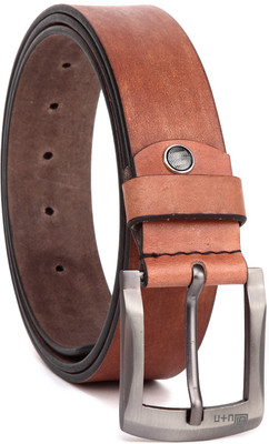 

U+N Men Casual Brown Genuine Leather Belt