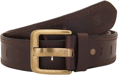

Valbone Men Casual Brown Genuine Leather Belt, Dark brown;gold