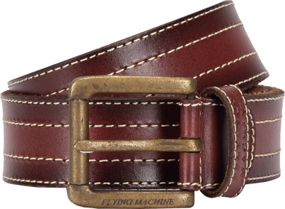 

Flying Machine Men Brown Genuine Leather Belt, Dark brown