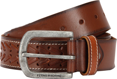 

Flying Machine Men Brown Genuine Leather Belt, Dark brown