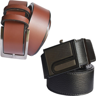 

Loopa Men Formal Multicolor Artificial Leather Belt, Black and brown