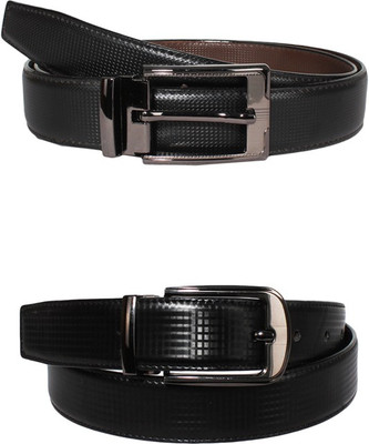 

Lenin Men Evening Black Genuine Leather Reversible Belt