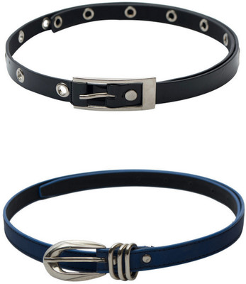 

Skyways Women Blue, Black Artificial Leather Belt, Black;blue
