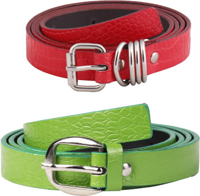 

SRS Women Casual Green, Red Artificial Leather Belt, Green-red-07