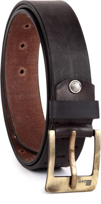 

U+N Men Casual Black Genuine Leather Belt