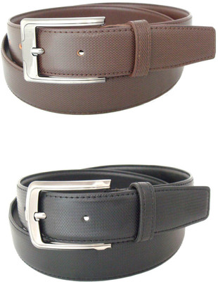 

SFA Men Formal Black Artificial Leather Belt, Black and brown