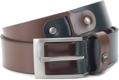 

Louis Philippe Men Grey, Tan Metal Belt, Grey and tan