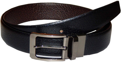 

Navaksha Men Formal Black Genuine Leather Reversible Belt