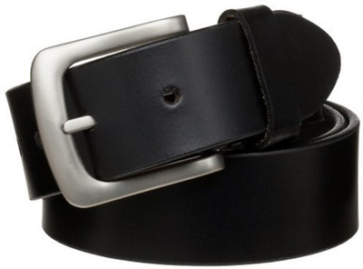 

P&E Men Casual Black Genuine Leather Belt, Black-01