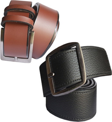 

Loopa Men Formal Multicolor Artificial Leather Belt, Black and brown