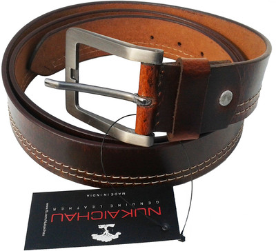 

NUKAICHAU Men Casual Brown Genuine Leather Belt, Brn a