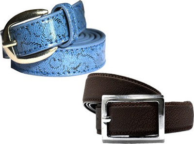 

Wholesome Deal Women Casual Multicolor Synthetic Belt, Sky blue and brown