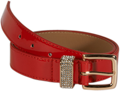 

Young & Forever Women Casual, Evening/Party, Formal, Semi-formal Red Artificial Leather Belt, Red leather belt with rhinestone embellished buckle