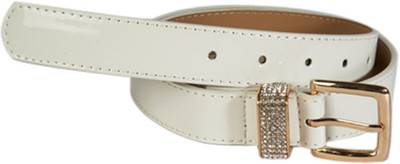 

Young & Forever Women Casual, Evening/Party, Formal, Semi-formal White Artificial Leather Belt, White leather belt with rhinestone embellished buckle