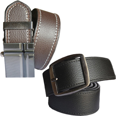 

Loopa Men Formal Multicolor Artificial Leather Belt, Black and brown