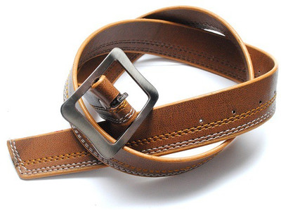 

MADLEY Men Tan Genuine Leather Belt