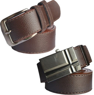 

Loopa Men Formal Multicolor Artificial Leather Belt, Black and brown