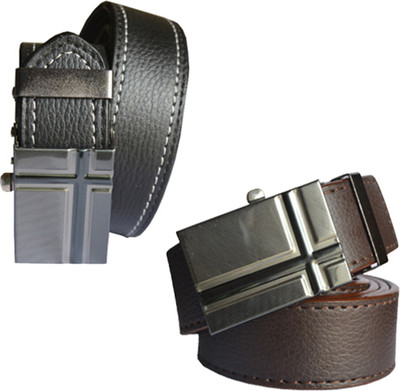 

Loopa Men Formal Multicolor Artificial Leather Belt, Black and brown
