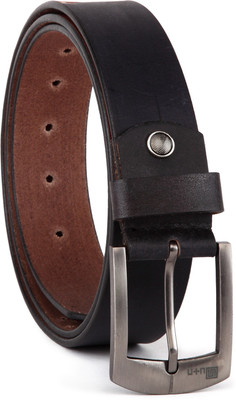 

U+N Men Casual Black Genuine Leather Belt