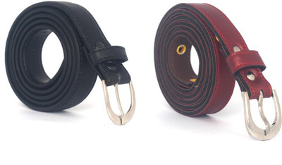 

Fashno Women Casual Multicolor Synthetic Belt, Black;maroon