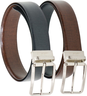 

Vermello Men Formal Black, Brown Genuine Leather Reversible Belt