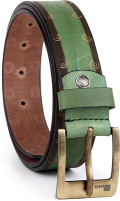 

U+N Men Casual Green Genuine Leather Belt