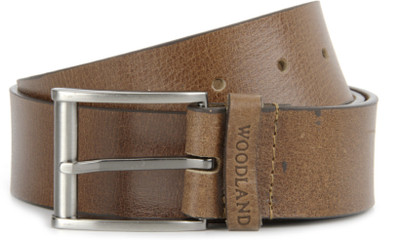 

Woodland Men Tan Metal, Genuine Leather Belt