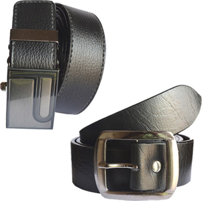 

Loopa Men Formal Multicolor Artificial Leather Belt, Black and brown