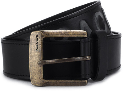

Fastrack Men Black Metal, Genuine Leather Belt