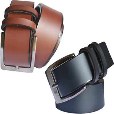 

Loopa Men Formal Multicolor Artificial Leather Belt, Black and brown