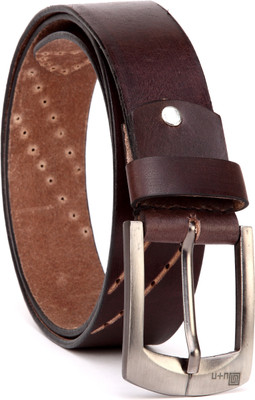

U+N Men Casual Brown Genuine Leather Belt