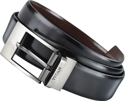 

Titan Men Formal Black, Brown Genuine Leather Reversible Belt, Black and brown
